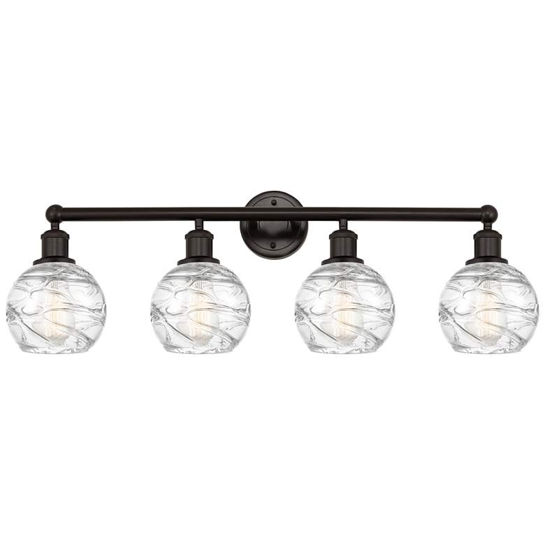 Image 1 Athens 33" 4-Light Oil Rubbed Bronze Bath Light w/ Clear Deco Swirl Sh