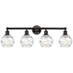 Athens 33" 4-Light Oil Rubbed Bronze Bath Light w/ Clear Deco Swirl Sh