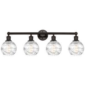 Athens 33" 4-Light Oil Rubbed Bronze Bath Light w/ Clear Deco Swirl Sh Athens 33" 4-Light Oil Rubbed Bronze Bath Light w/ Clear Deco Swirl Sh