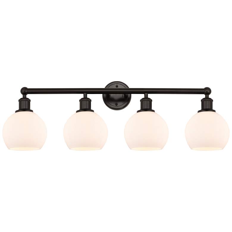 Image 1 Athens 33" 4-Light Oil Rubbed Bronze Bath Light w/ Matte White Shade