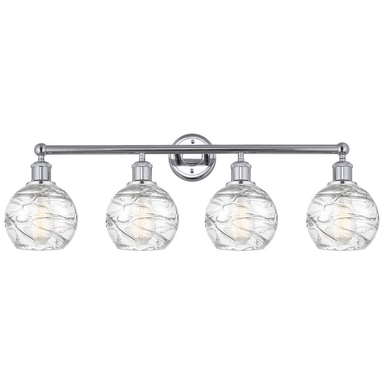 Image 1 Athens 33" 4-Light Polished Chrome Bath Light w/ Clear Deco Swirl Shad
