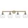 Athens 33" Wide 4 Light Antique Brass Bath Vanity Light With Clear Sha