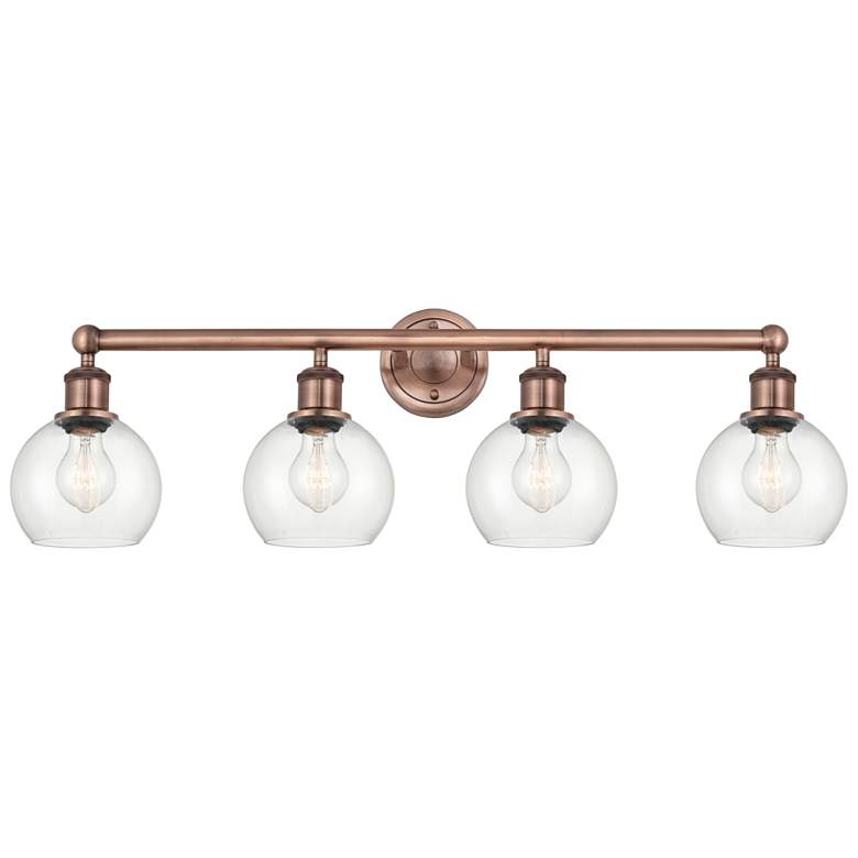 Image 1 Athens 33" Wide 4 Light Antique Copper Bath Vanity Light With Clear Sh
