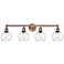 Athens 33" Wide 4 Light Antique Copper Bath Vanity Light With Clear Sh