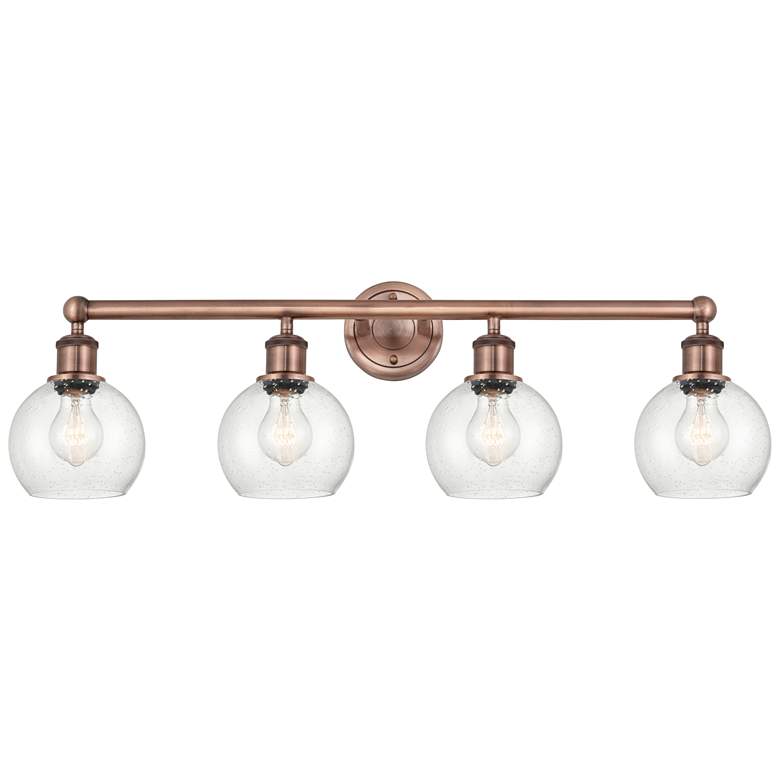 Image 1 Athens 33" Wide 4 Light Antique Copper Bath Vanity Light With Seedy Sh