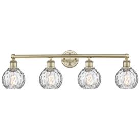 Athens 33"W 4 Light Antique Brass Bath Light With Clear Water Glass Sh Athens 33"W 4 Light Antique Brass Bath Light With Clear Water Glass Sh