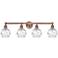 Athens 33"W 4 Light Antique Copper Bath Light With Clear Deco Swirl Sh