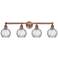 Athens 33"W 4 Light Antique Copper Bath Light With Clear Water Glass S