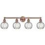 Athens 33"W 4 Light Antique Copper Bath Light With Clear Water Glass S