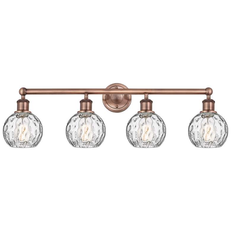 Image 1 Athens 33"W 4 Light Antique Copper Bath Light With Clear Water Glass S
