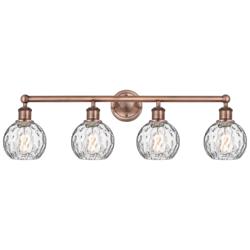 Athens 33&quot;W 4 Light Antique Copper Bath Light With Clear Water Glass S