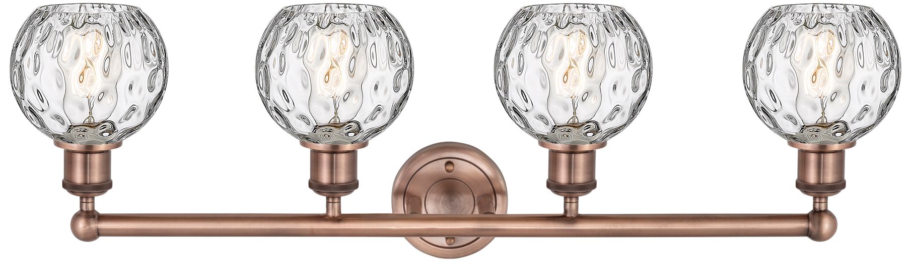 Image 2 Athens 33"W 4 Light Antique Copper Bath Light With Clear Water Glass S more views