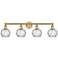 Athens 33"W 4 Light Brushed Brass Bath Light With Clear Water Glass Sh