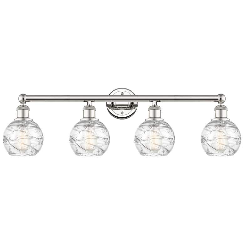 Image 1 Athens 33 inchW 4 Light Polished Nickel Bath Light With Clear Deco Swirl S