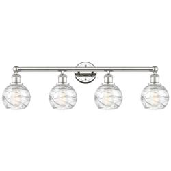 Athens 33&quot;W 4 Light Polished Nickel Bath Light With Clear Deco Swirl S