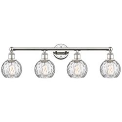 Athens 33&quot;W 4 Light Polished Nickel Bath Light With Clear Water Glass