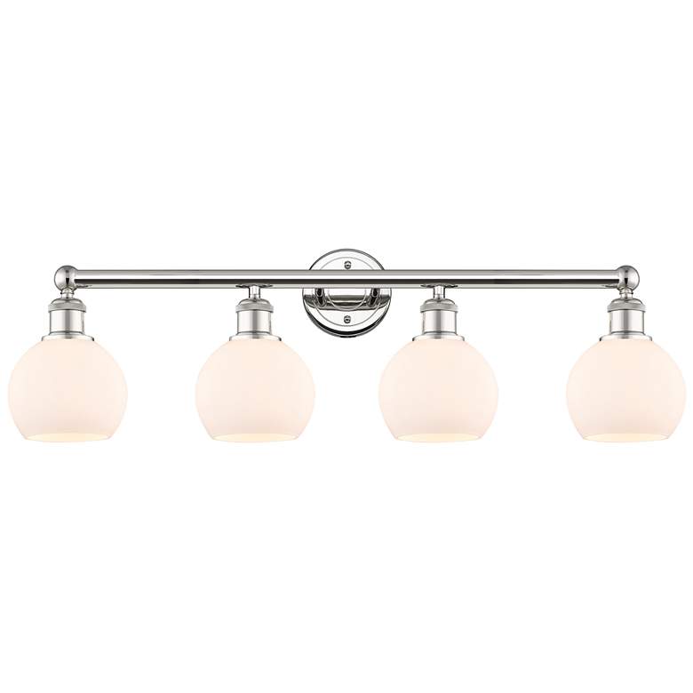 Image 1 Athens 33"W 4 Light Polished Nickel Bath Vanity Light With White Shade