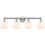 Athens 33"W 4 Light Polished Nickel Bath Vanity Light With White Shade