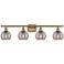 Athens 35.88"W 4-Light Brushed Brass Bath Light w/ Smoke Swirl Shade