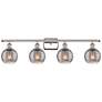 Athens 35.88"W 4-Light Polished Nickel Bath Light w/ Smoke Swirl Shade