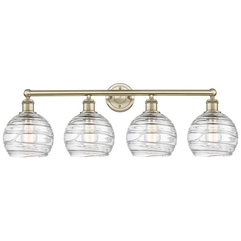 Image 1 Athens 35" Wide 4 Light Antique Brass Bath Vanity Light w/ Deco Swirl