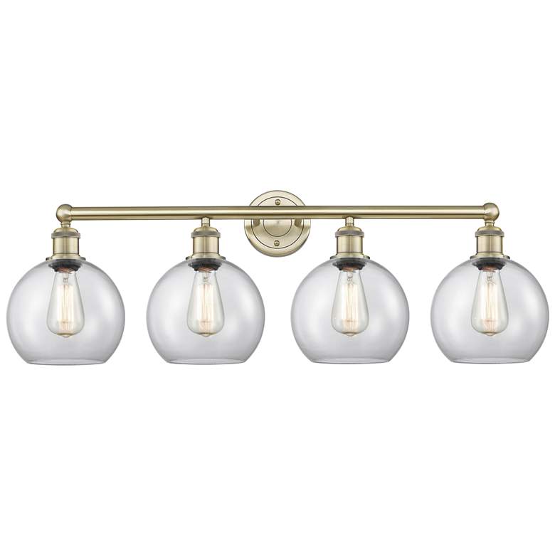 Image 1 Athens 35" Wide 4 Light Antique Brass Bath Vanity Light With Clear Sha