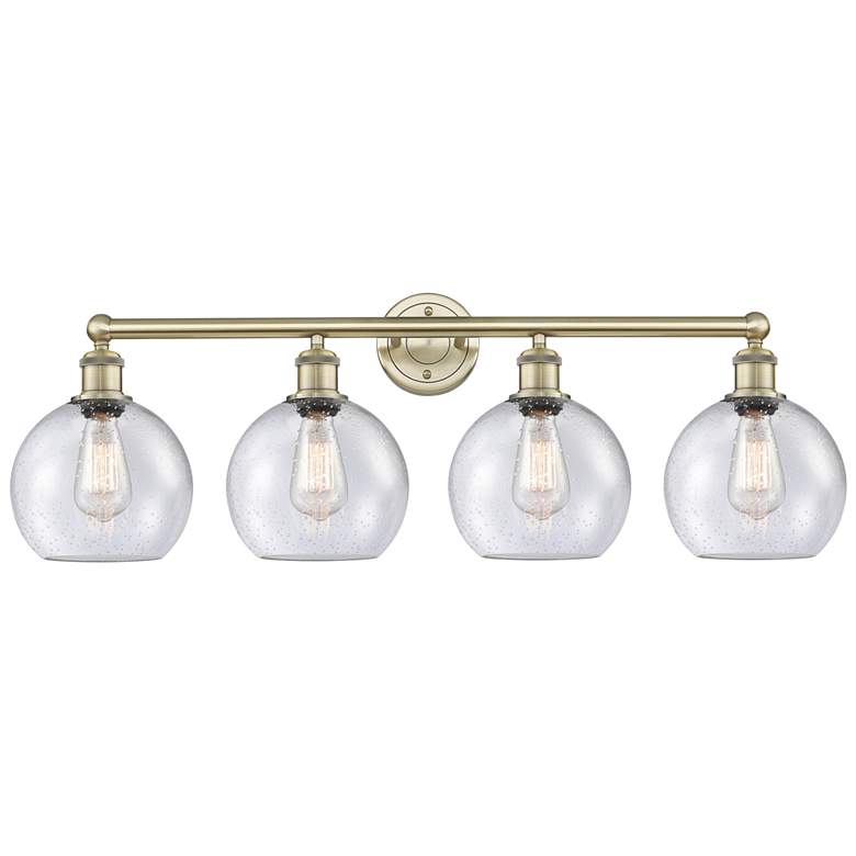 Image 1 Athens 35" Wide 4 Light Antique Brass Bath Vanity Light With Seedy Sha