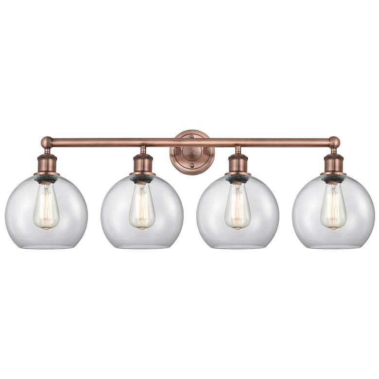 Image 1 Athens 35" Wide 4 Light Antique Copper Bath Vanity Light With Clear Sh
