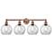 Athens 35" Wide 4 Light Antique Copper Bath Vanity Light With Clear Sh