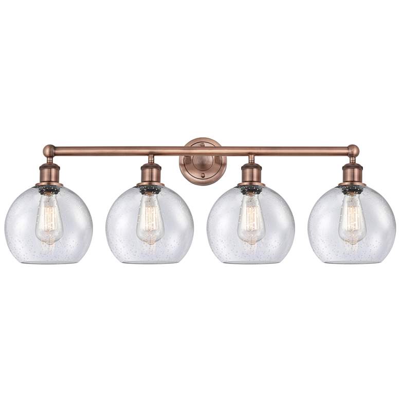 Image 1 Athens 35" Wide 4 Light Antique Copper Bath Vanity Light With Seedy Sh