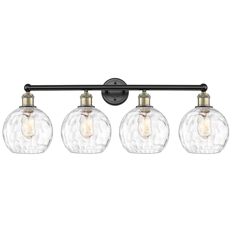 Image 1 Athens 35" Wide 4 Light Black Brass Bath Vanity Light w/ Water Glass S