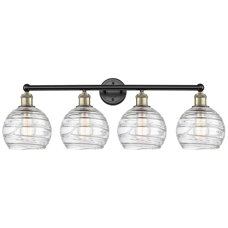 Image 1 Athens 35" Wide 4 Light Black Brass Bath Vanity Light With Deco Swirl
