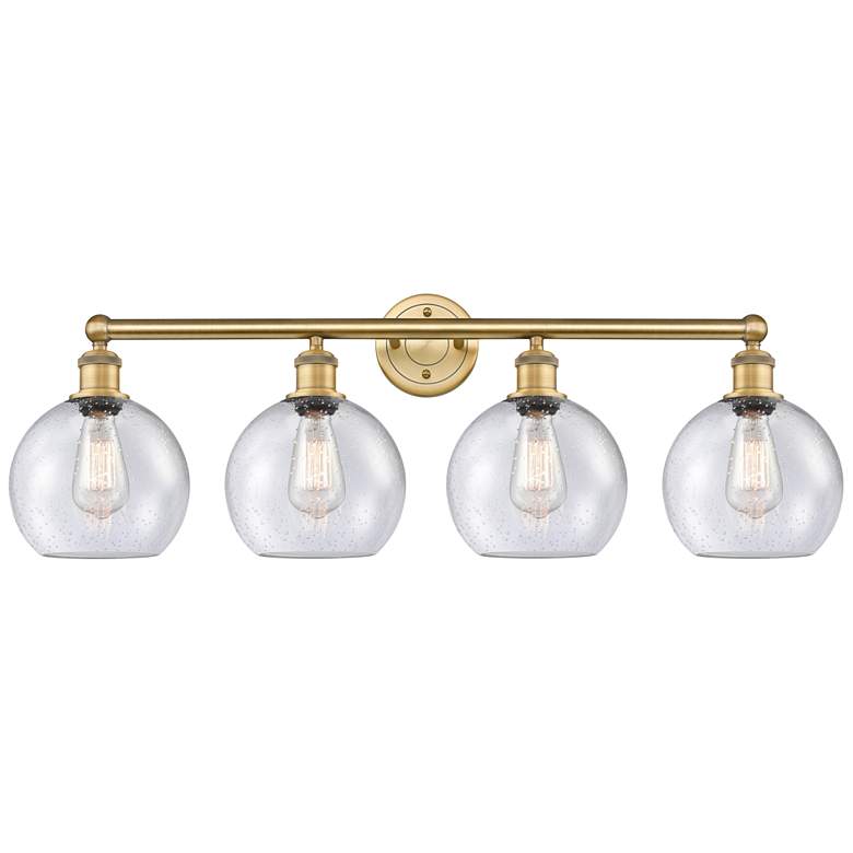 Image 1 Athens 35" Wide 4 Light Brushed Brass Bath Vanity Light With Seedy Sha