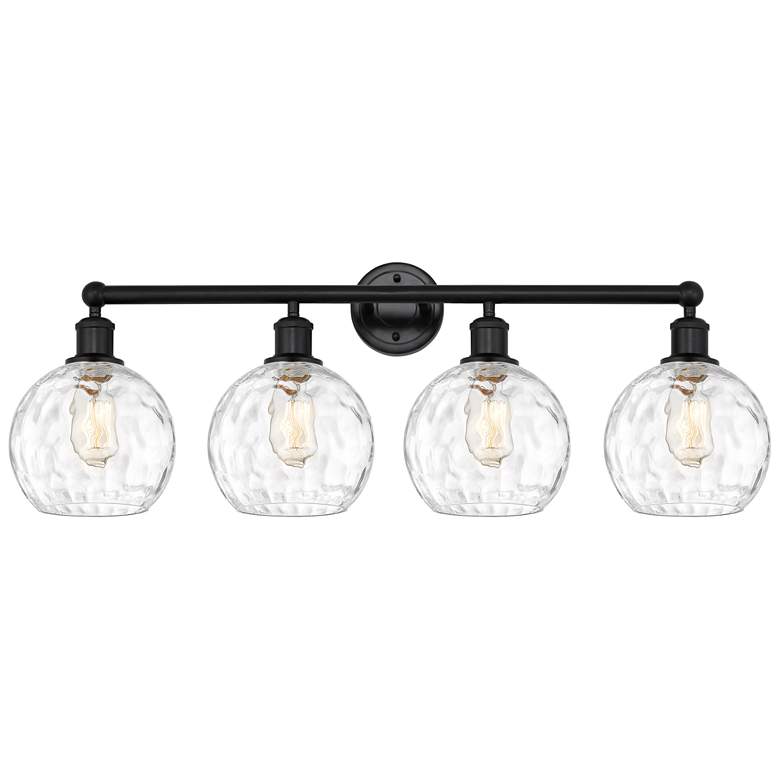 Image 1 Athens 35" Wide 4 Light Matte Black Bath Vanity Light w/ Water Glass S