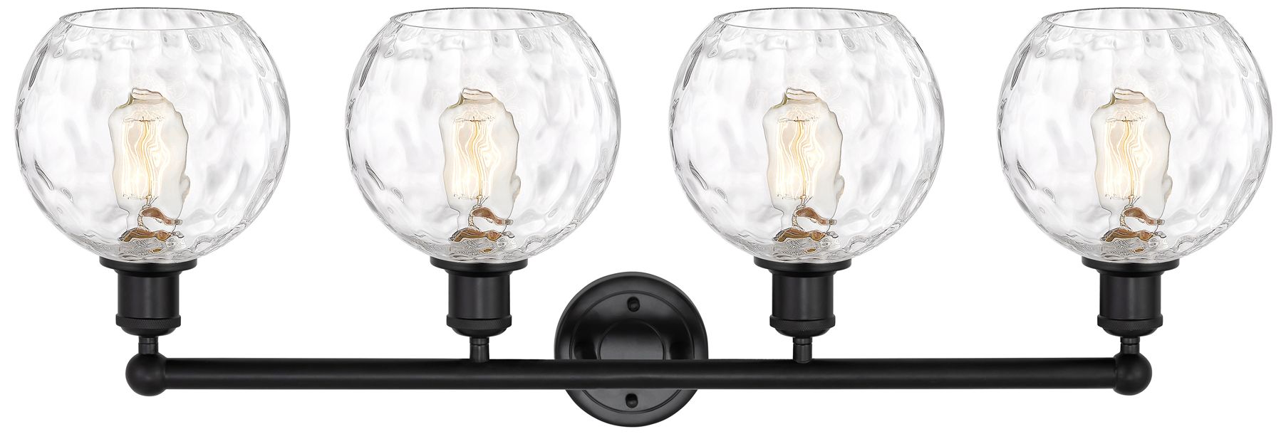 Image 2 Athens 35" Wide 4 Light Matte Black Bath Vanity Light w/ Water Glass S more views