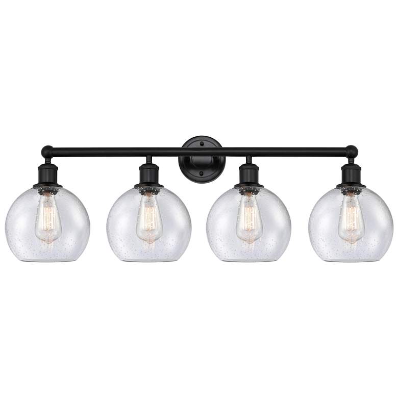 Image 1 Athens 35" Wide 4 Light Matte Black Bath Vanity Light With Seedy Shade