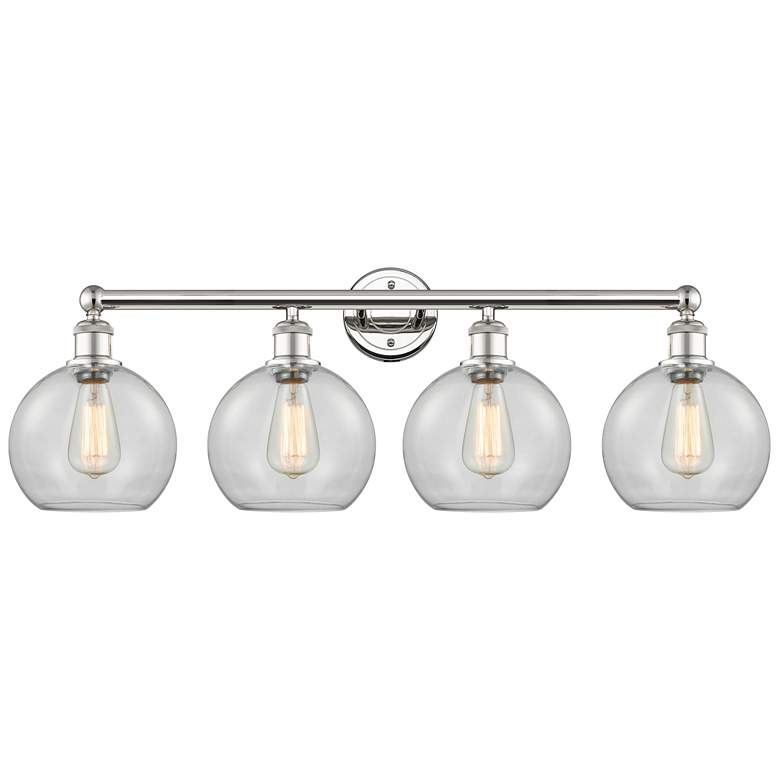 Image 1 Athens 35" Wide 4 Light Polished Nickel Bath Vanity Light With Clear S