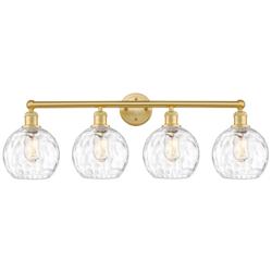 Athens 35&quot; Wide 4 Light Satin Gold Bath Vanity Light With Water Glass