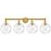 Athens 35" Wide 4 Light Satin Gold Bath Vanity Light With Water Glass 