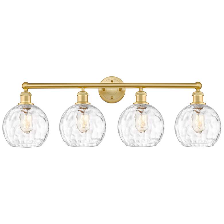 Image 1 Athens 35 inch Wide 4 Light Satin Gold Bath Vanity Light With Water Glass 