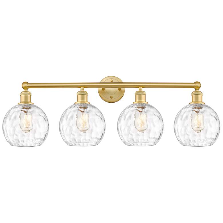 Image 1 Athens 35" Wide 4 Light Satin Gold Bath Vanity Light With Water Glass