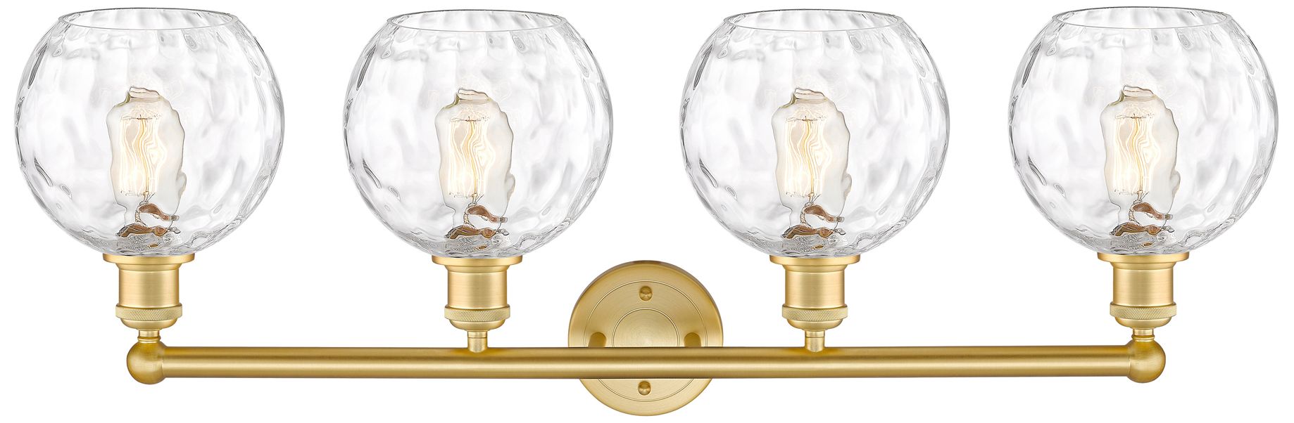 Image 2 Athens 35" Wide 4 Light Satin Gold Bath Vanity Light With Water Glass  more views