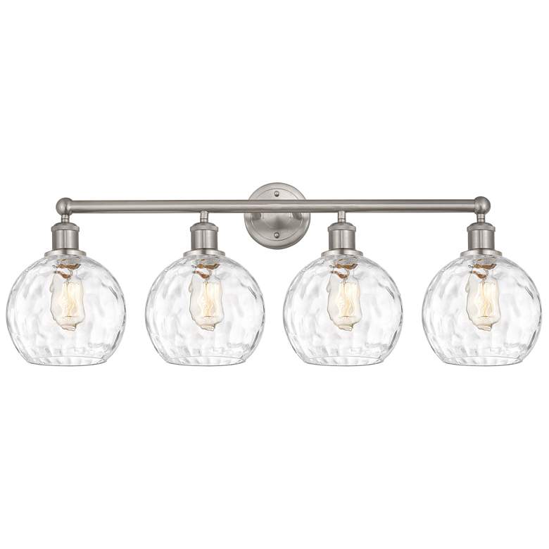 Image 1 Athens 35" Wide 4 Light Satin Nickel Bath Vanity Light w/ Water Glass