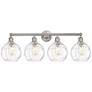 Athens 35" Wide 4 Light Satin Nickel Bath Vanity Light w/ Water Glass