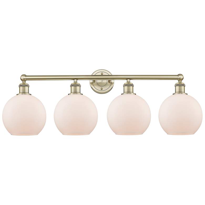 Image 1 Athens 35"W 4 Light Antique Brass Bath Vanity Light With Matte White S