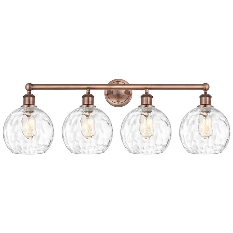 Image 1 Athens 35"W 4 Light Antique Copper Bath Vanity Light w/ Water Glass Sh
