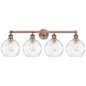 Athens 35"W 4 Light Antique Copper Bath Vanity Light w/ Water Glass Sh Athens 35"W 4 Light Antique Copper Bath Vanity Light w/ Water Glass Sh