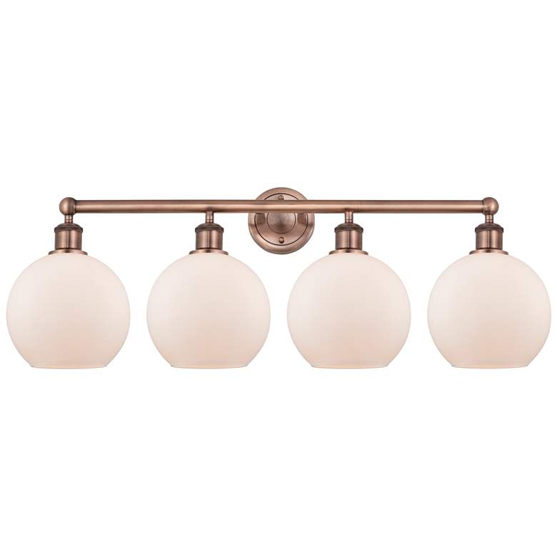 Image 1 Athens 35"W 4 Light Antique Copper Bath Vanity Light With Matte White