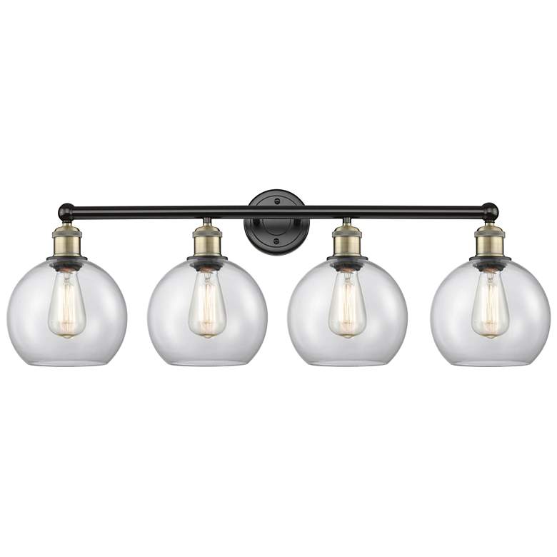 Image 1 Athens 35 inchW 4 Light Black Antique Brass Bath Vanity Light With Clear S