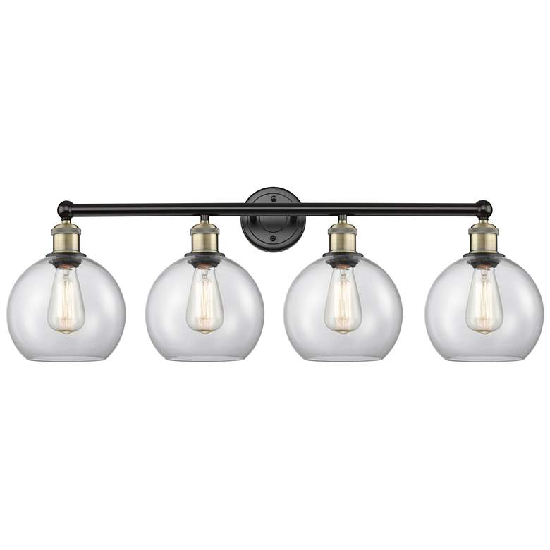 Image 1 Athens 35"W 4 Light Black Antique Brass Bath Vanity Light With Clear S
